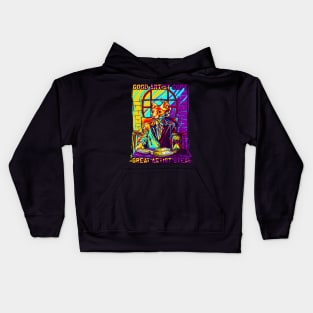 Weird Vintage Cat Artist Kids Hoodie